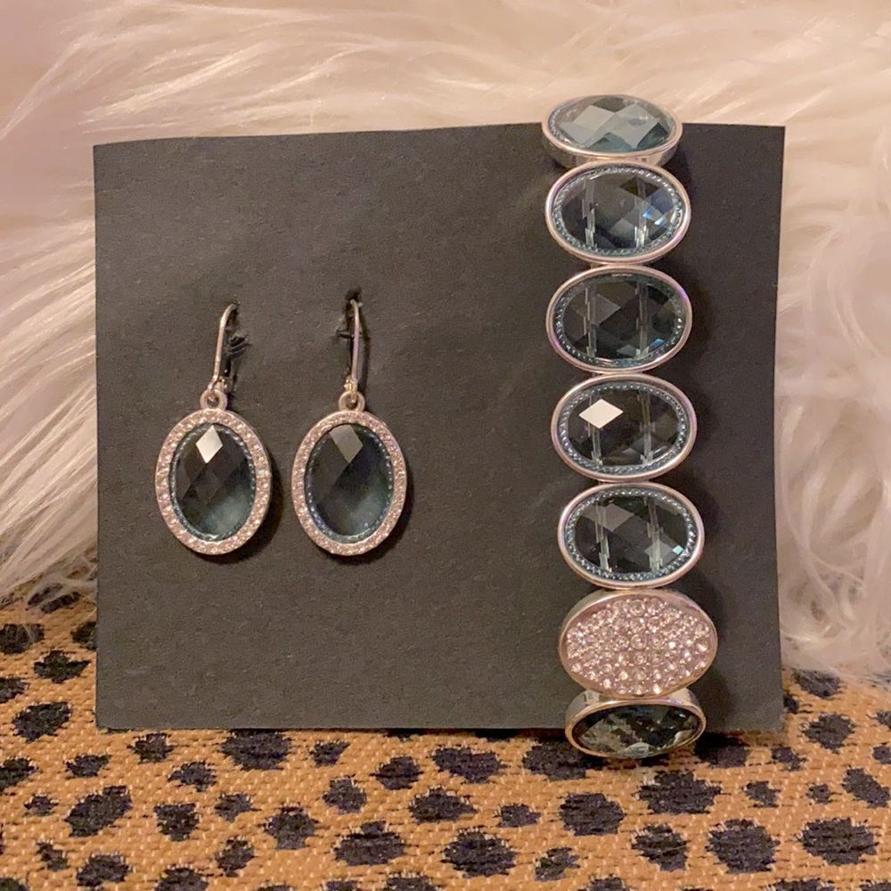 Bracelet and Earrings Set Blue/Silver